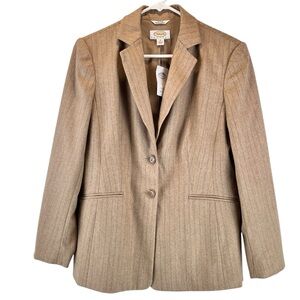 NEW Vintage Talbots Italian Wool Blazer Tan Gray Pinstripe Sz 8P NWT